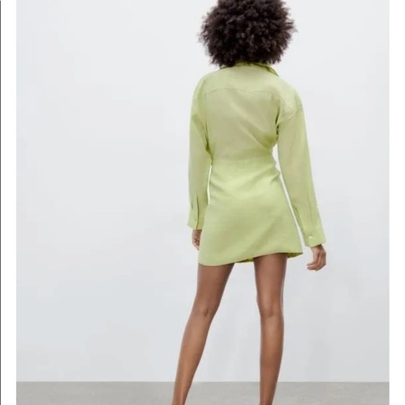 Zara Sea Green Draped Dress. - Picture 5 of 10